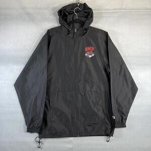 Champion UNLV Rebels Windbreaker Jacket Mens Small Black Hooded Full Zip NCAA